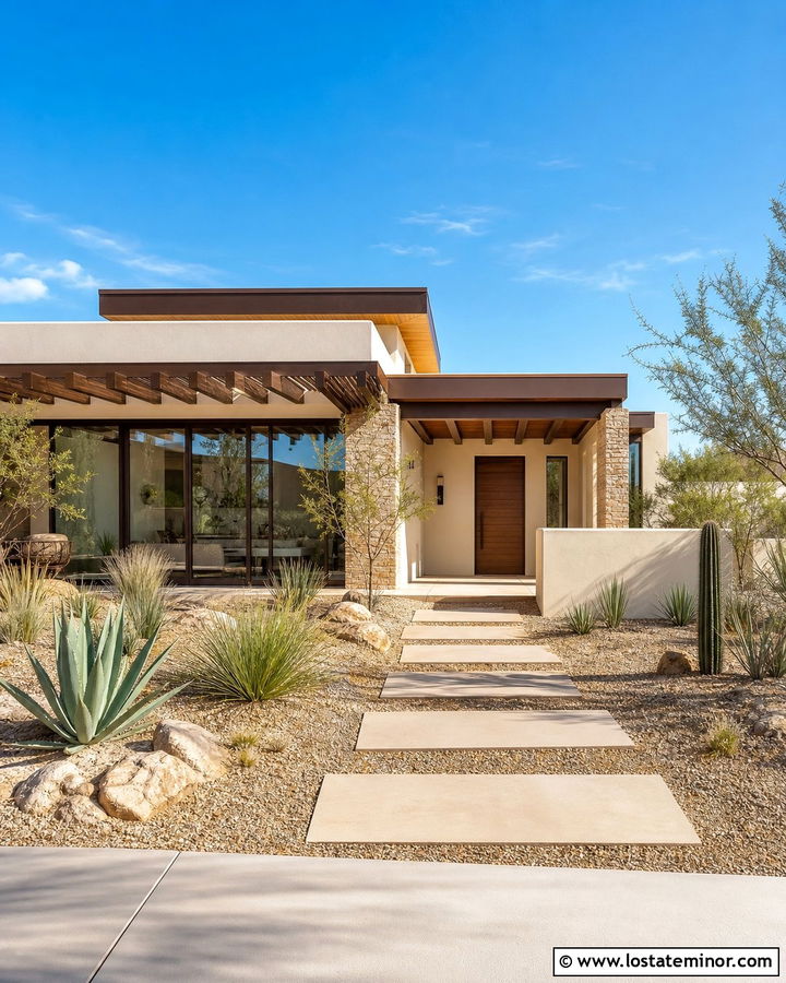 Warm White Desert House With Shaded Sunroom - 30 Warm White House Design With Sunroom Ideas
