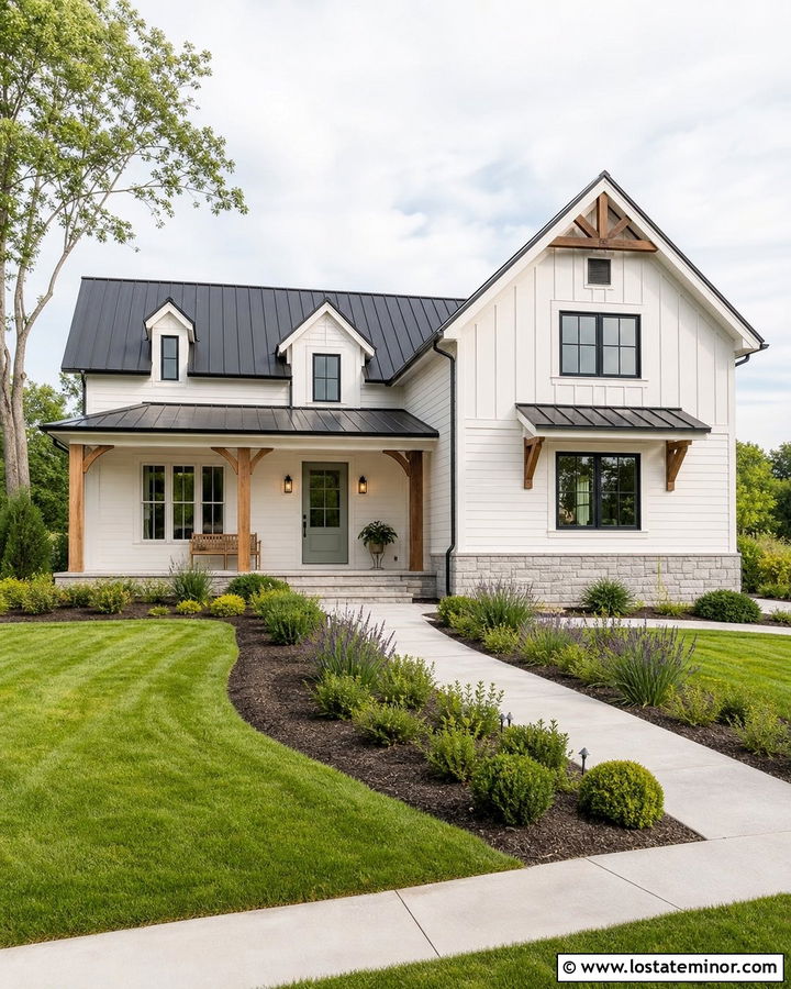 Warm White Farmhouse With Sage Green Dutch Door - 30 Warm White House Design With Dutch Door Ideas