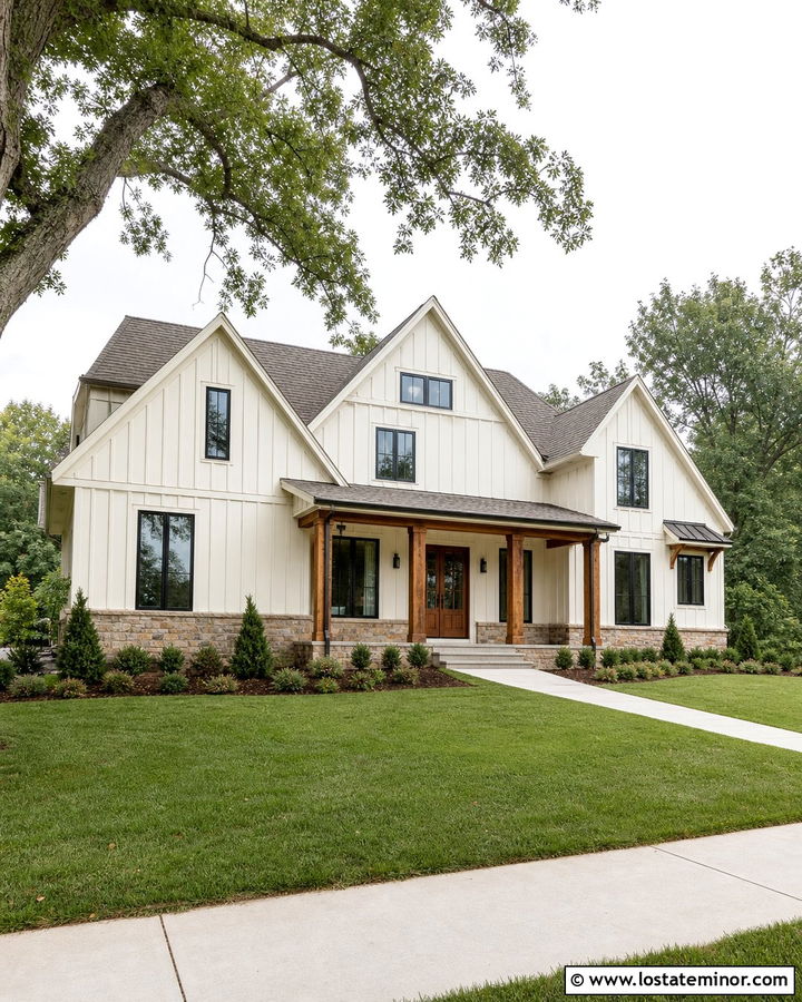 Warm White Farmhouse With Weathered Wood Shingles - 30 Warm White House Design With Shingles Ideas