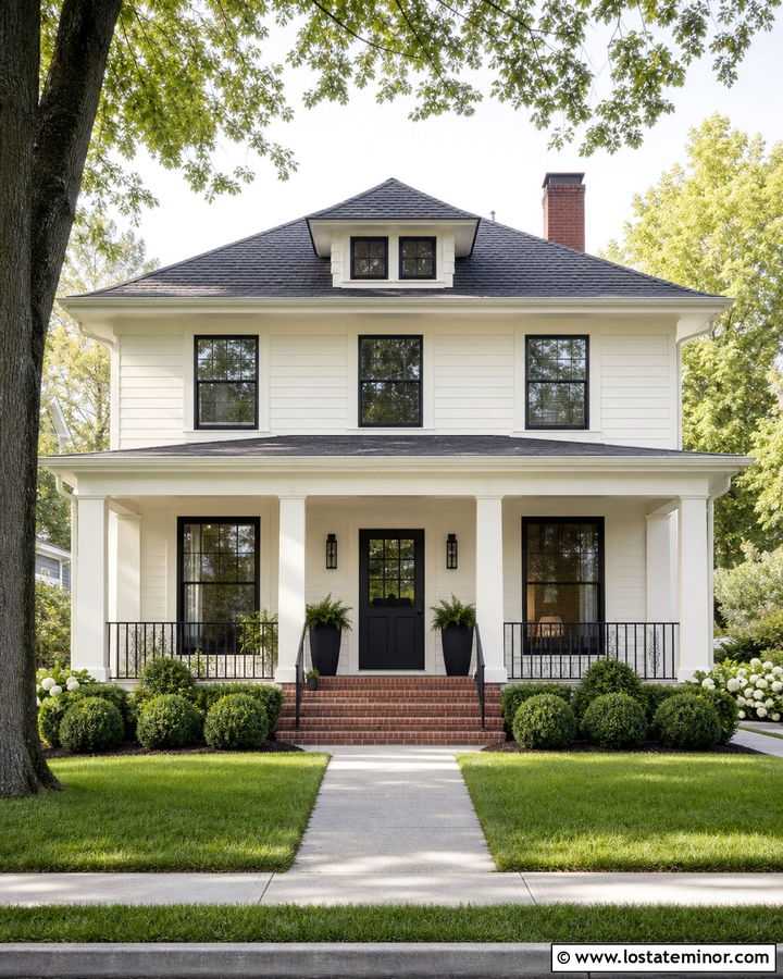Warm White Foursquare With Black Dutch Door - 30 Warm White House Design With Dutch Door Ideas