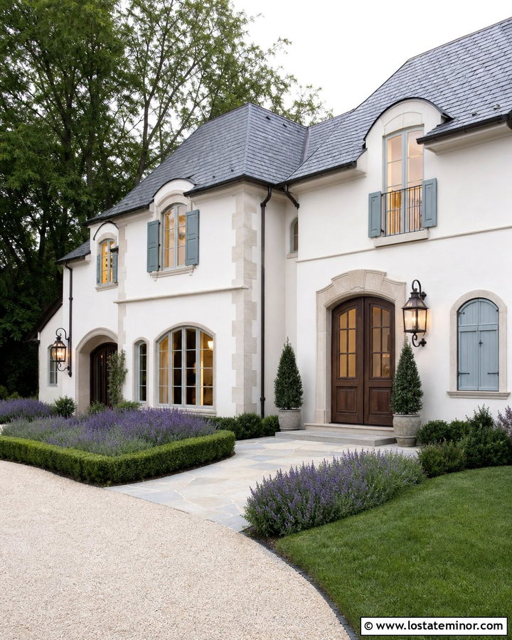 Warm White French Country House With Lantern Lighting - 30 Warm White House Design With Lighting Ideas