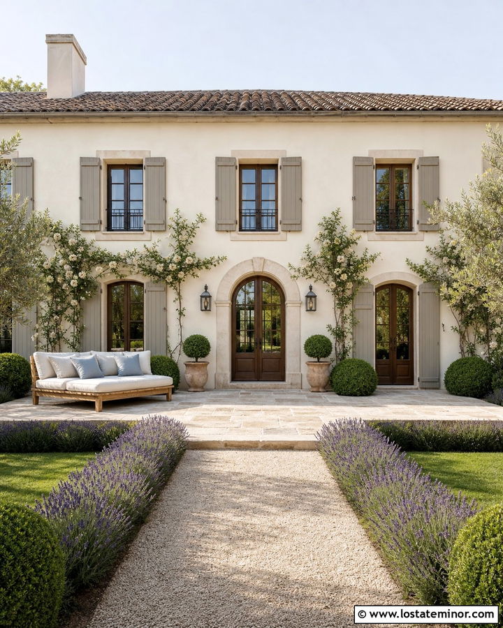 Warm White French Country House With Linen Daybed - 30 Warm White House Design With Daybed Ideas