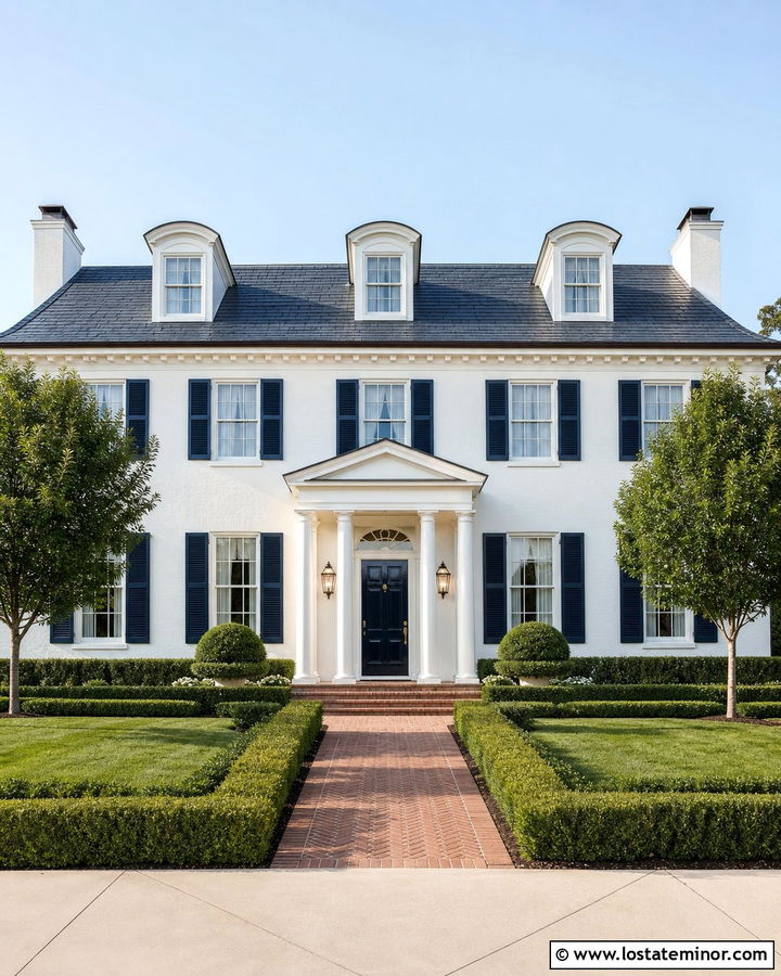 Warm White Georgian With Hipped Dormers - 30 Warm White House Design With Dormers Ideas