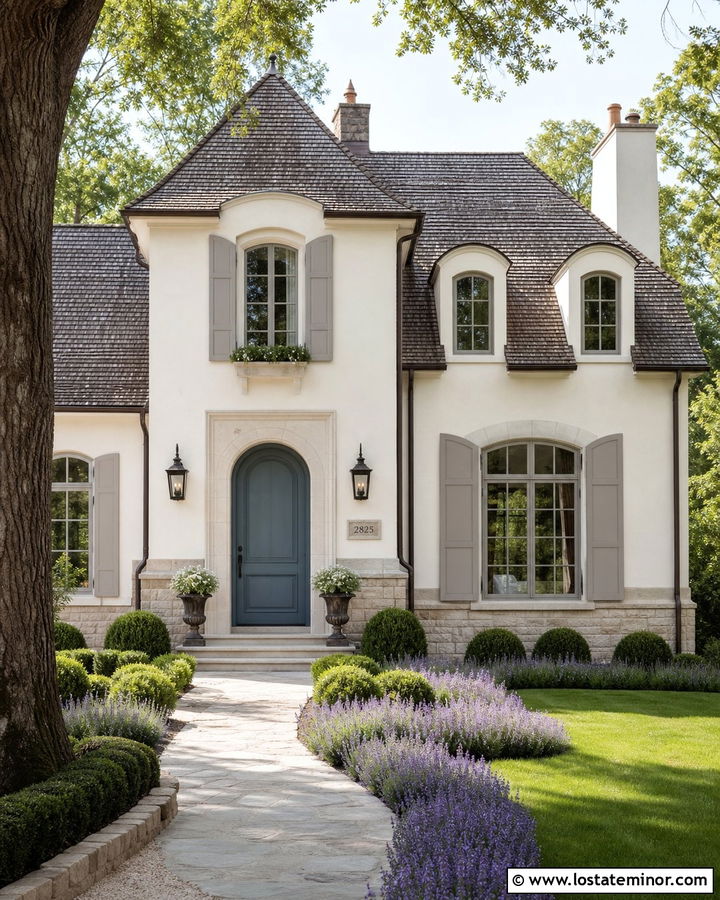Warm White House With A Limestone Number Plaque - 30 Warm White House Design With House Numbers Ideas