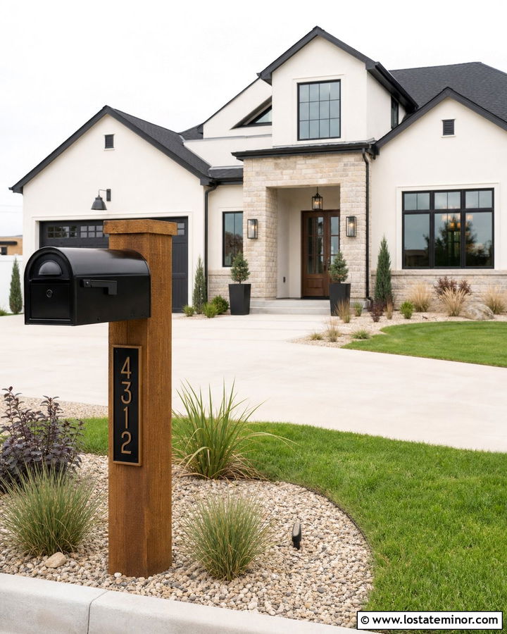 Warm White House With Address Plaque Mailbox - 30 Warm White House Design With Mailbox Ideas