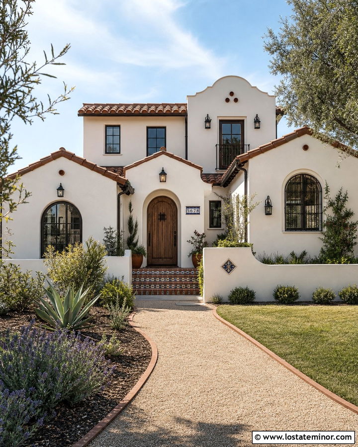 Warm White House With Address Tile - 30 Warm White House Design With House Numbers Ideas