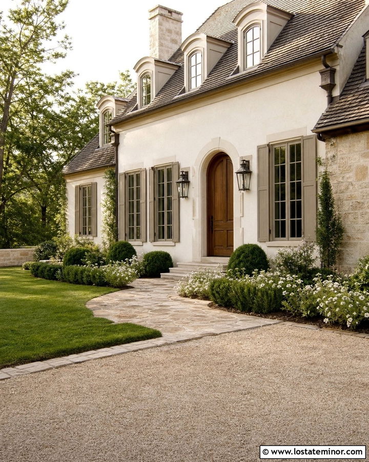 Warm White House With Beige Window Frames - 30 Warm White House Design With Window Frames Ideas