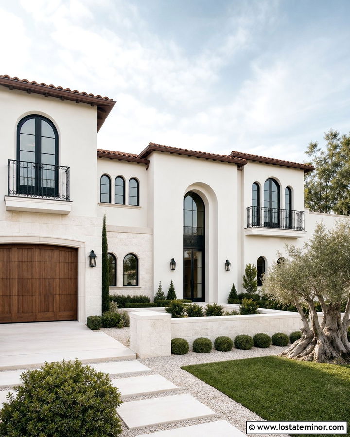 Warm White House With Black Arched Windows - 30 Warm White House Design With Window Frames Ideas
