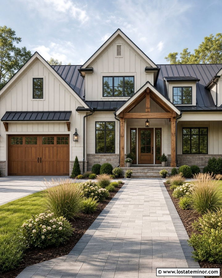 Warm White House With Black Bronze Window Frames - 30 Warm White House Design With Window Frames Ideas