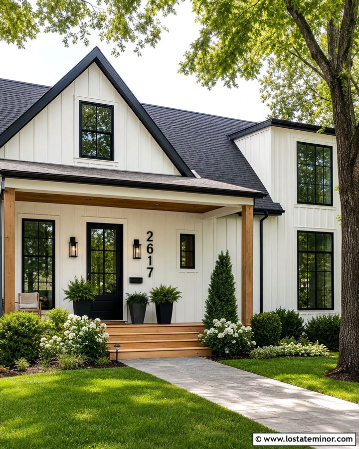 Warm White House With Black House Numbers - 30 Warm White House Design With House Numbers Ideas