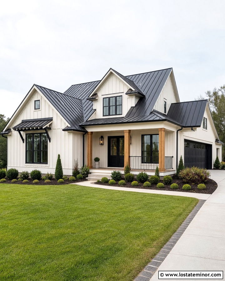Warm White House With Black Trim - 30 Warm White House Design With Trim Ideas