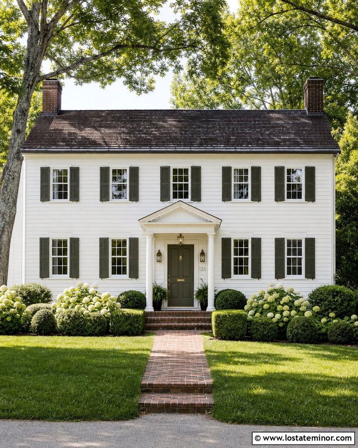 Warm White House With Brass House Numbers - 30 Warm White House Design With House Numbers Ideas