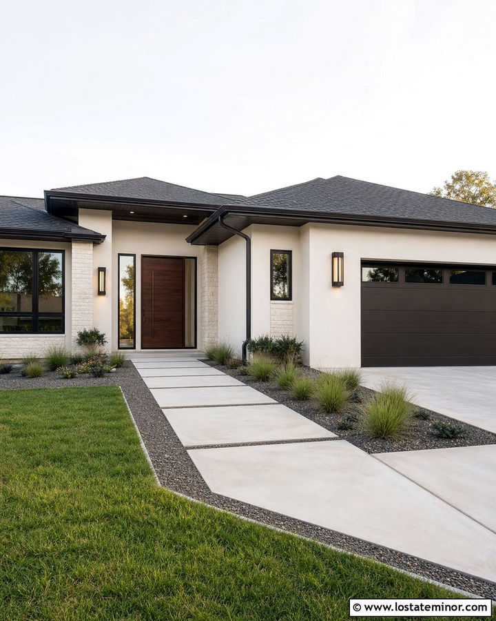 Warm White House With Bronze Trim - 30 Warm White House Design With Trim Ideas