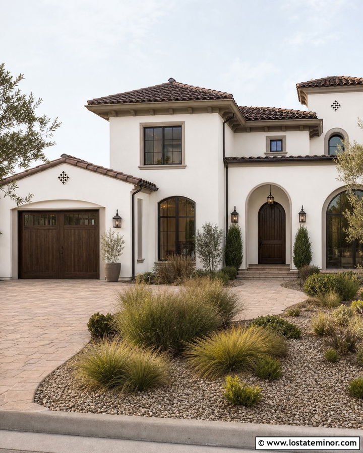 Warm White House With Bronze Windows - 30 Warm White House Design With Trim Ideas