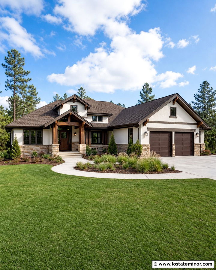 Warm White House With Brown Architectural Shingles - 30 Warm White House Design With Shingles Ideas