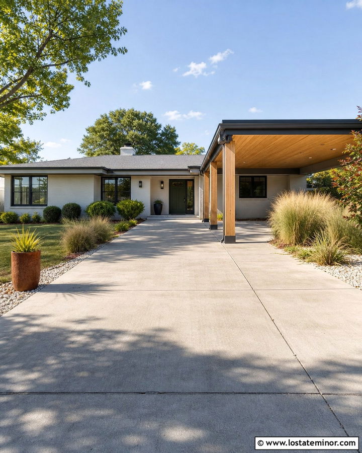 Warm White House With Budget Carport Update - 30 Warm White House Design With Carport Ideas