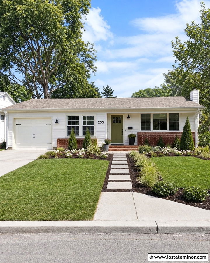 Warm White House With Budget Foundation Landscaping - 30 Warm White House Design With Landscaping Ideas
