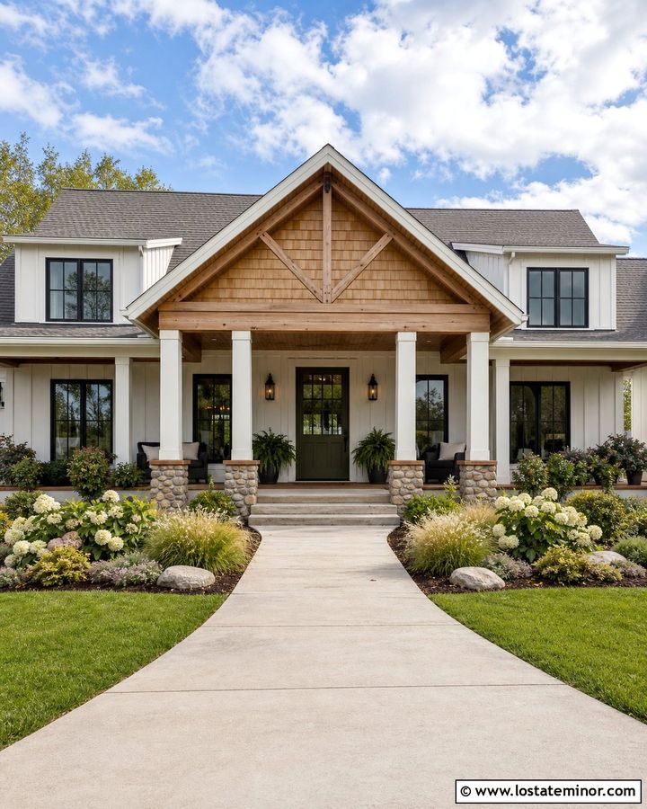 Warm White House With Cedar Shake Covered Porch - 30 Warm White House Design With Cedar Shake Ideas
