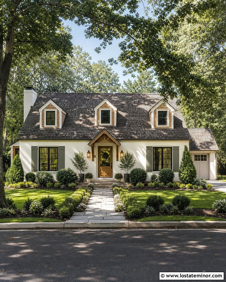 Warm White House With Cedar Shake Dormers - 30 Warm White House Design With Cedar Shake Ideas