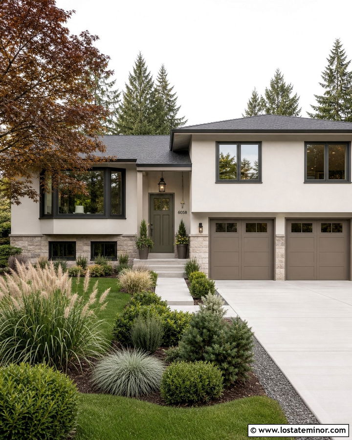 Warm White House With Charcoal Window Frames - 30 Warm White House Design With Window Frames Ideas