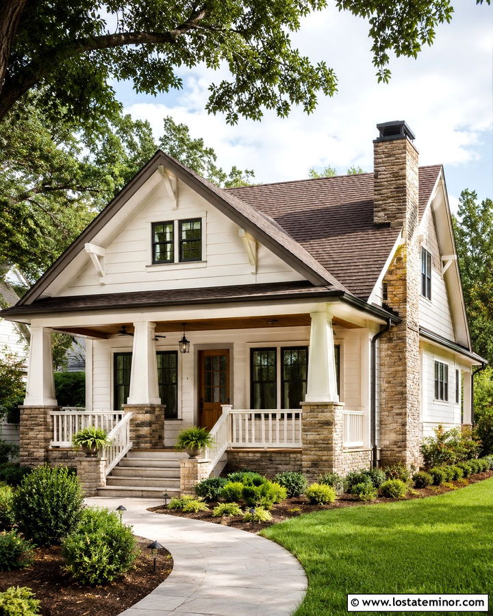 Warm White House With Chocolate Brown Roof - 30 Warm White House Design With Roof Ideas