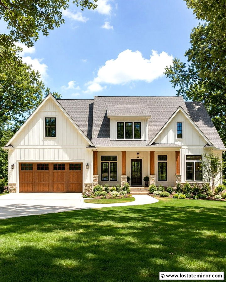 Warm White House With Cool Roof Shingles - 30 Warm White House Design With Roof Ideas