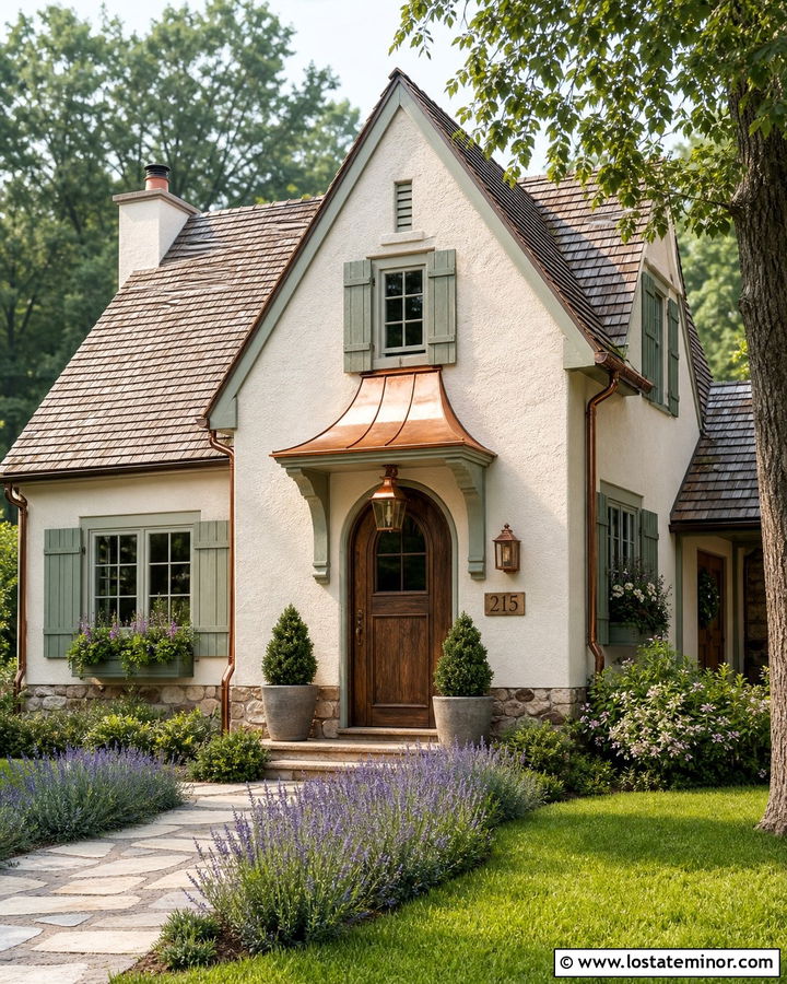 Warm White House With Copper House Numbers - 30 Warm White House Design With House Numbers Ideas
