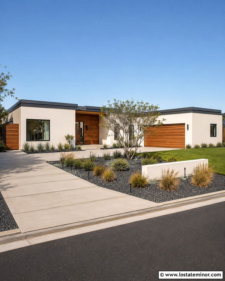 Warm White House With Flat Charcoal Roof - 30 Warm White House Design With Roof Ideas