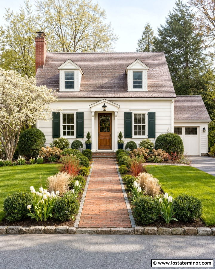 Warm White House With Four Season Landscaping - 30 Warm White House Design With Landscaping Ideas