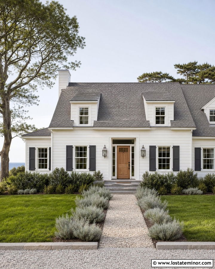 Warm White House With Gray Roof And Zinc Lights - 30 Warm White House Design With Light Fixtures Ideas