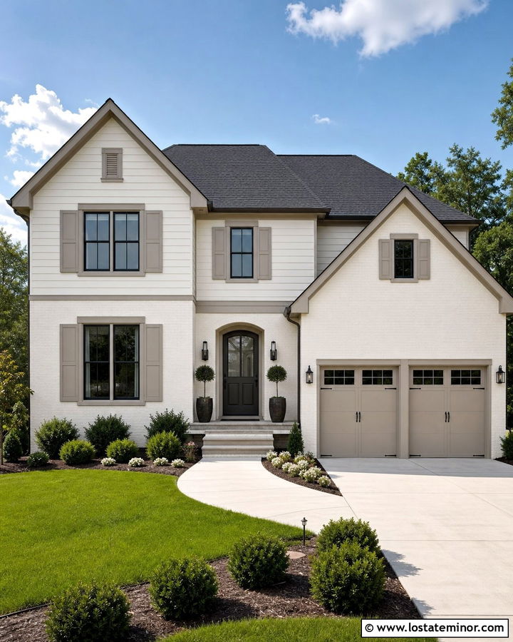 Warm White House With Greige Trim - 30 Warm White House Design With Trim Ideas