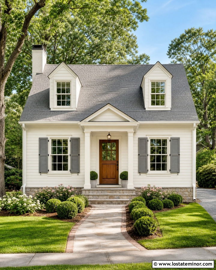 Warm White House With Light Gray Shingles - 30 Warm White House Design With Shingles Ideas