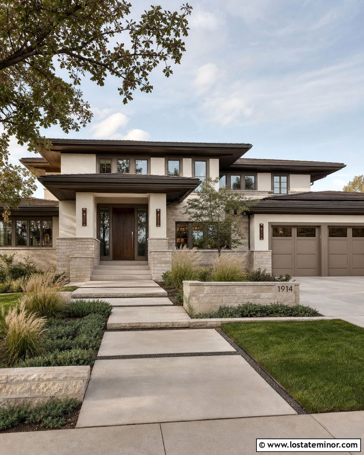 Warm White House With Mushroom Trim - 30 Warm White House Design With Trim Ideas