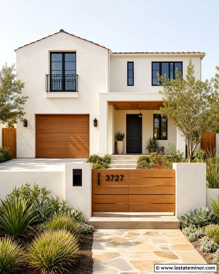 Warm White House With Numbers On A Gate - 30 Warm White House Design With House Numbers Ideas