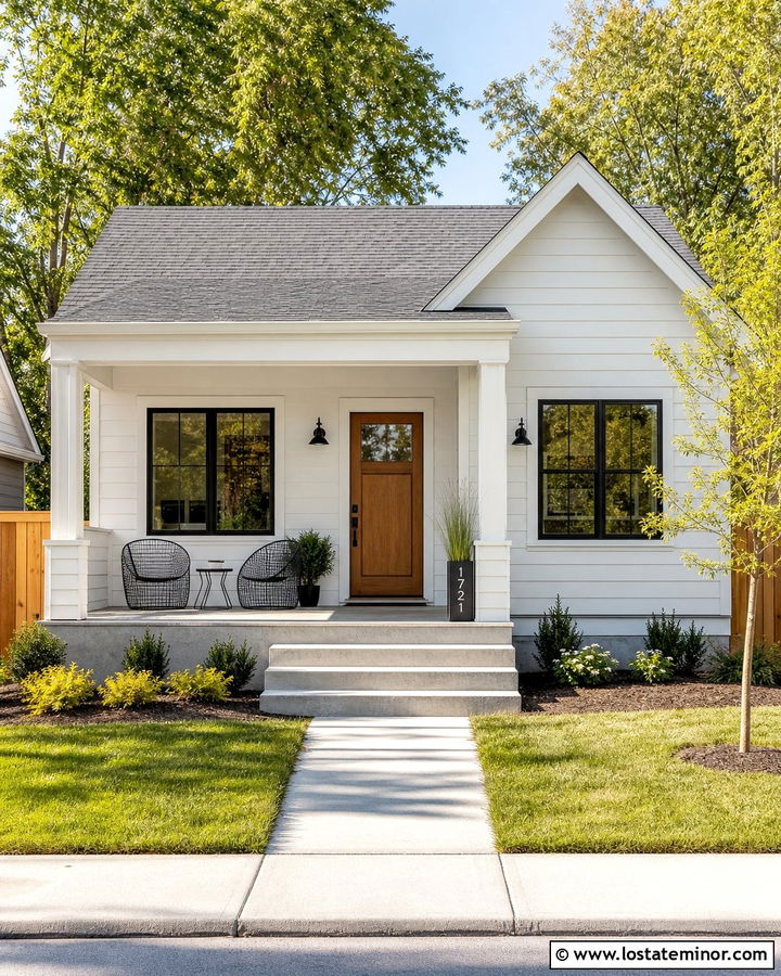 Warm White House With Numbers On A Planter - 30 Warm White House Design With House Numbers Ideas