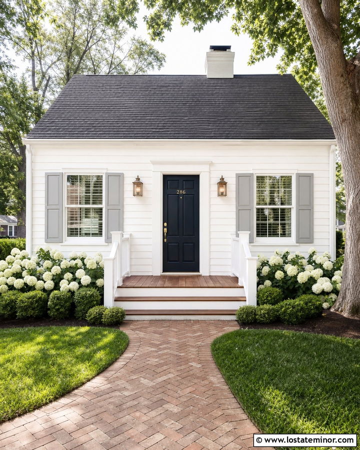 Warm White House With Numbers On The Front Door - 30 Warm White House Design With House Numbers Ideas