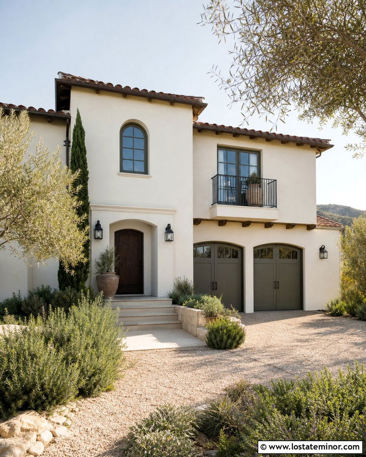 Warm White House With Olive Window Frames - 30 Warm White House Design With Window Frames Ideas