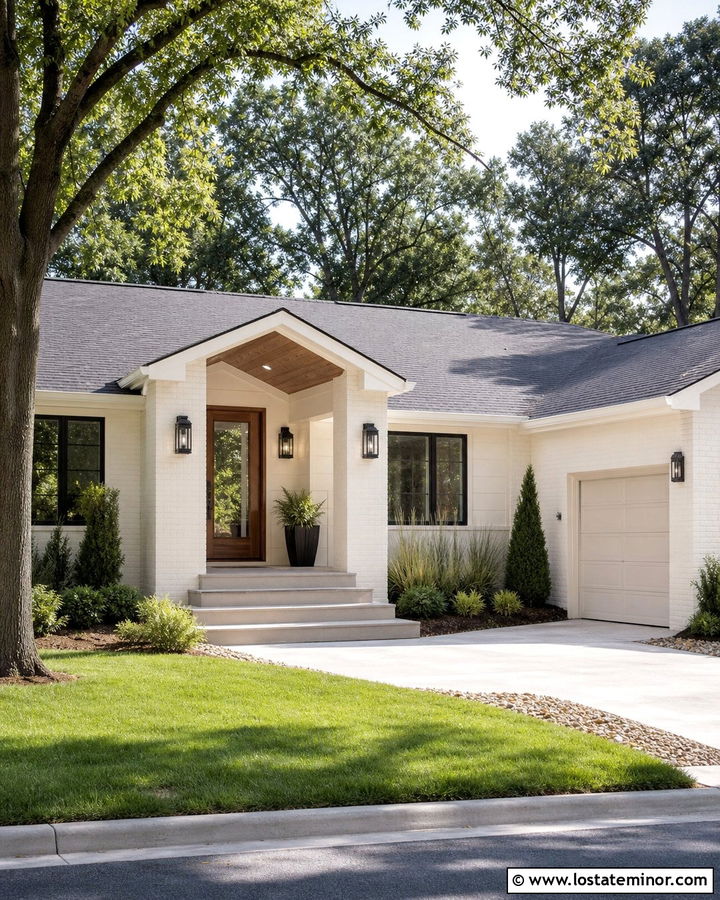 Warm White House With Painted Brick - 30 Warm White House Design With Accents Ideas