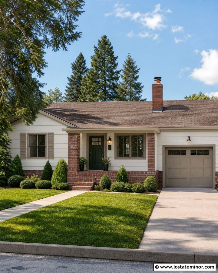 Warm White House With Red Brick Trim - 30 Warm White House Design With Trim Ideas