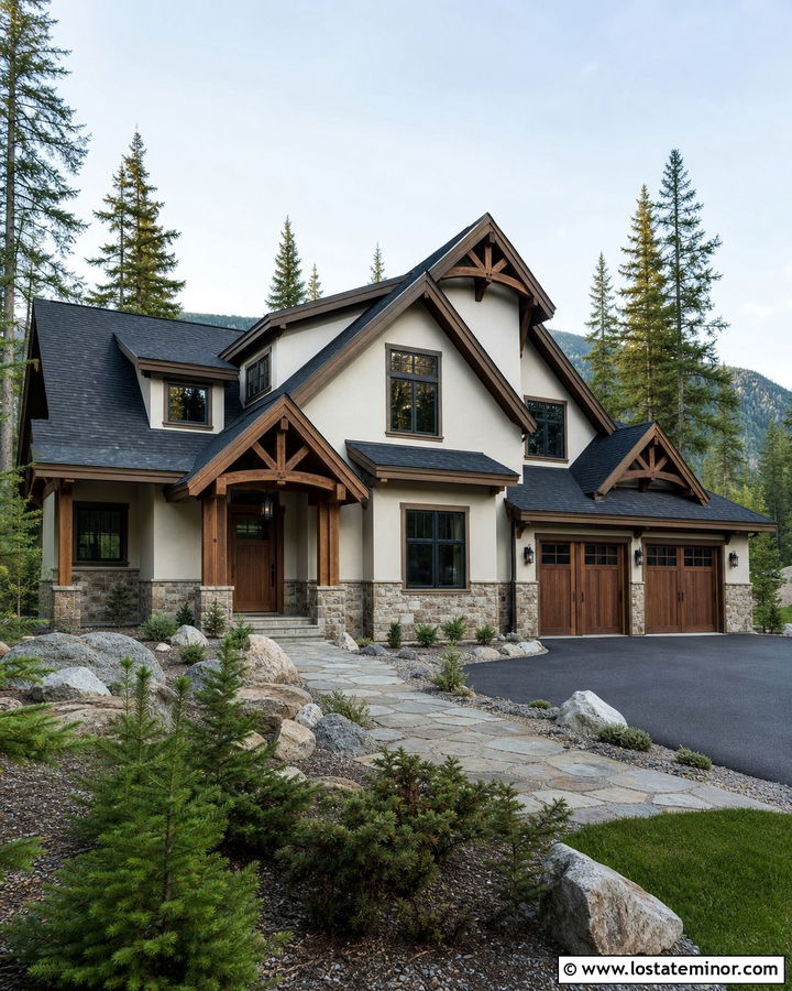 Warm White House With Rustic Timber Awning - 30 Warm White House Design With Awning Ideas