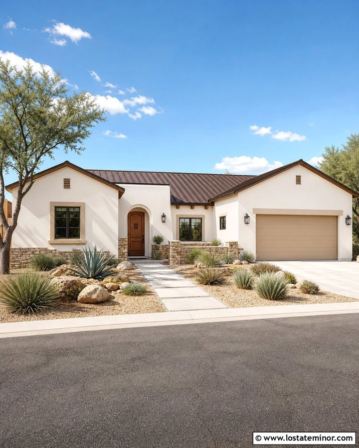 Warm White House With Sand Window Frames - 30 Warm White House Design With Window Frames Ideas