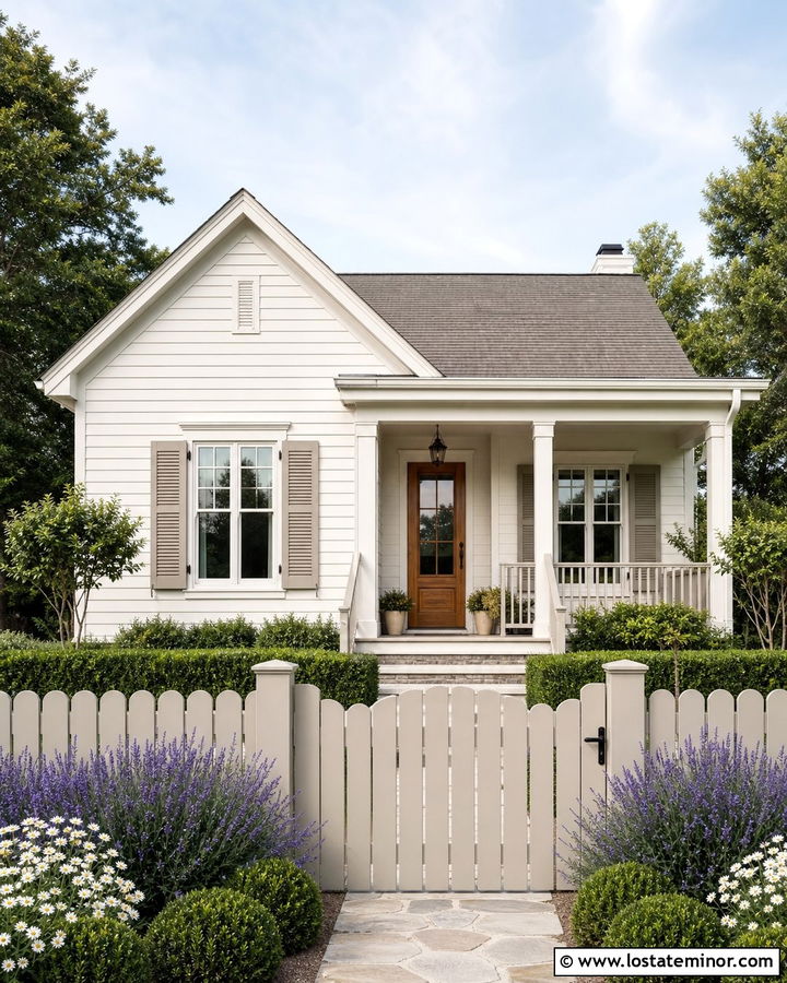 Warm White House With Scalloped Fence - 30 Warm White House Design With Fence Ideas