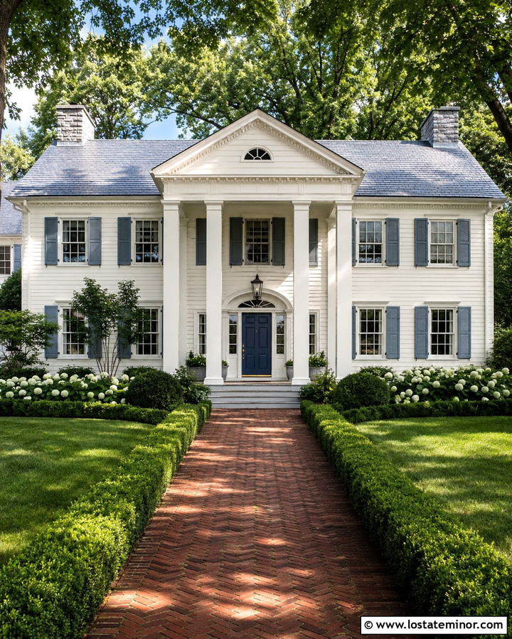 Warm White House With Slate Gray Roof - 30 Warm White House Design With Roof Ideas