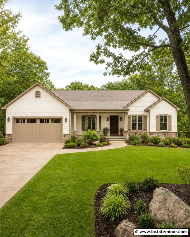 Warm White House With Tan Trim - 30 Warm White House Design With Trim Ideas