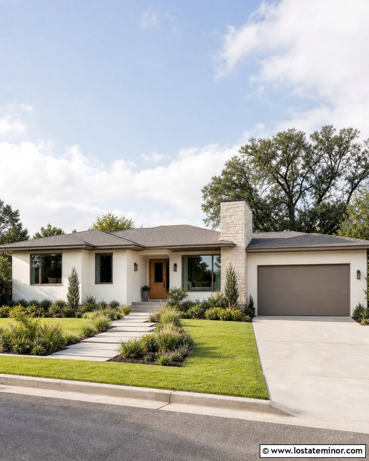 Warm White House With Taupe Window Frames - 30 Warm White House Design With Window Frames Ideas