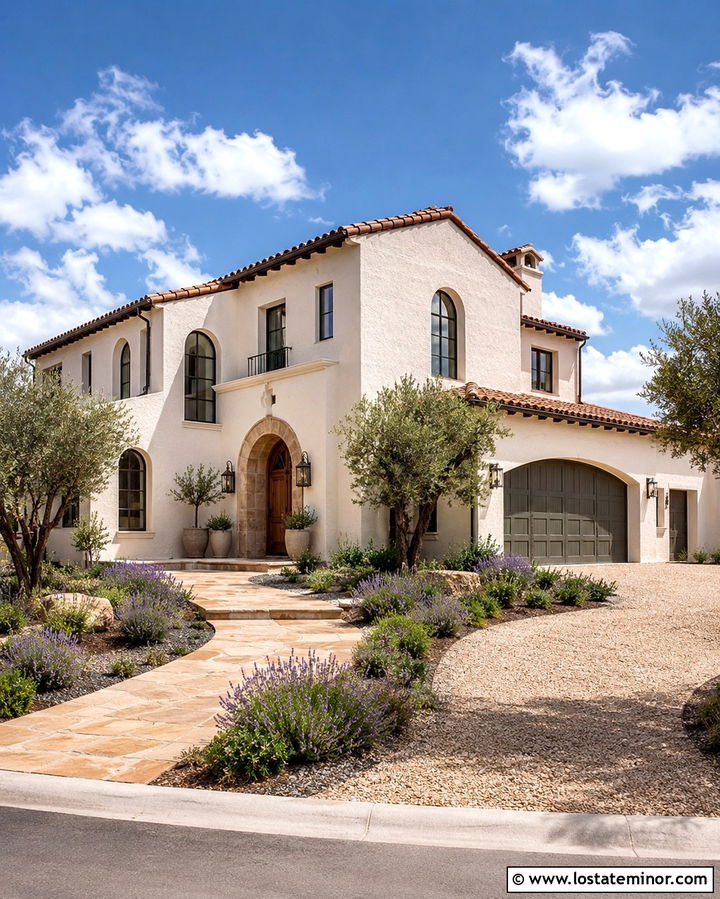 Warm White House With Terracotta Tile Roof - 30 Warm White House Design With Roof Ideas