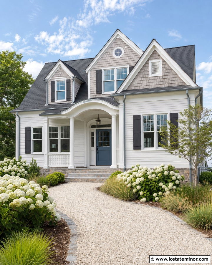 Warm White House With Weathered Cedar Shakes - 30 Warm White House Design With Cedar Shake Ideas