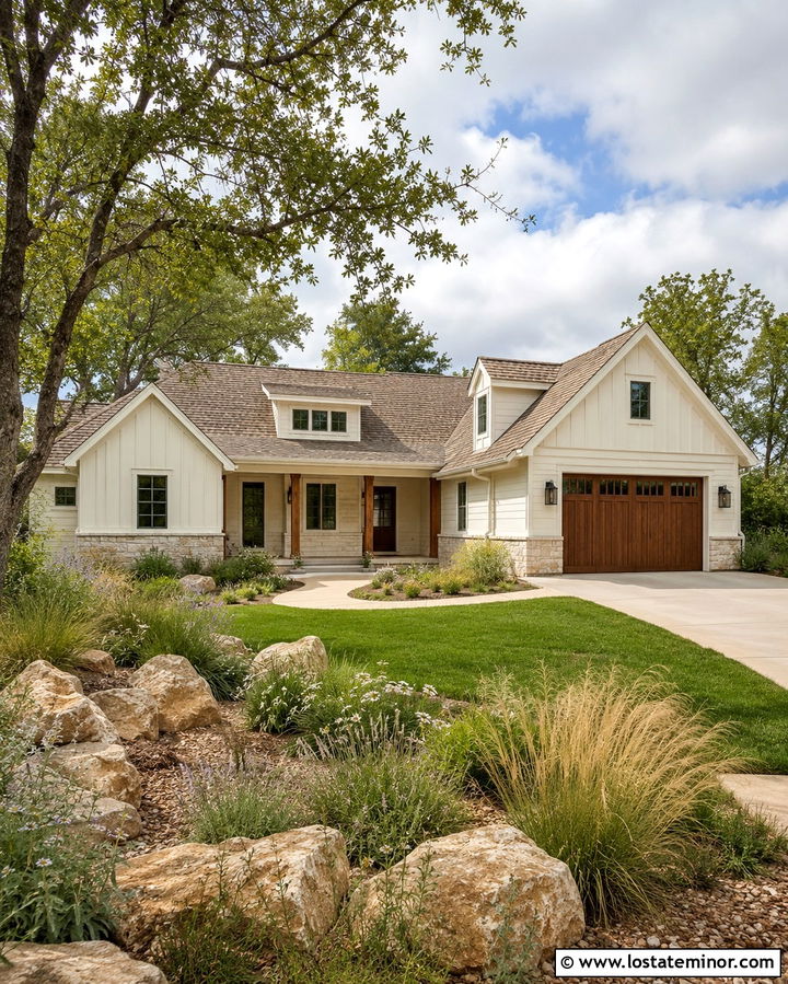 Warm White House With Weathered Wood Roof - 30 Warm White House Design With Roof Ideas