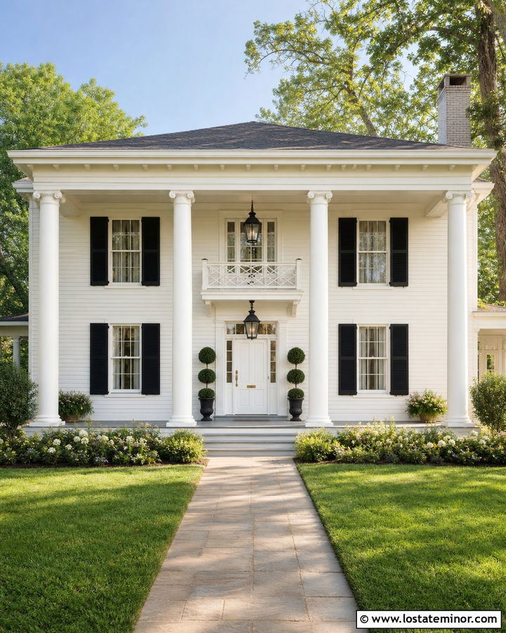 Warm White House With White Entry Door - 30 Warm White House Design With Entry Door Ideas