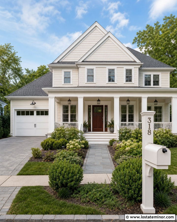 Warm White House With White Mailbox - 30 Warm White House Design With Mailbox Ideas